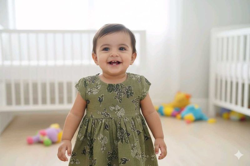 Cute Green Floral Baby Dress
