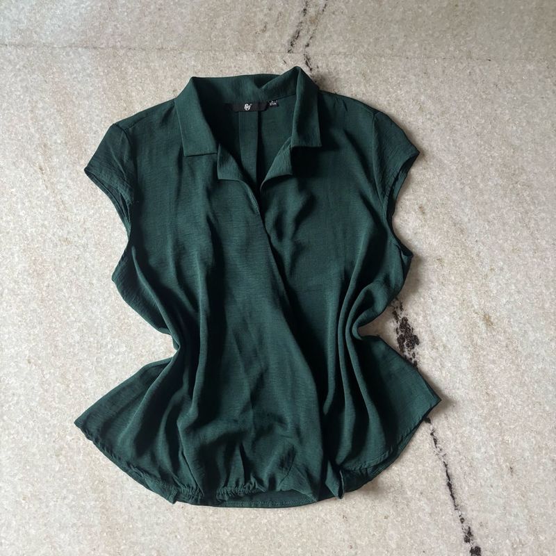 Dark Green V-Neck Top