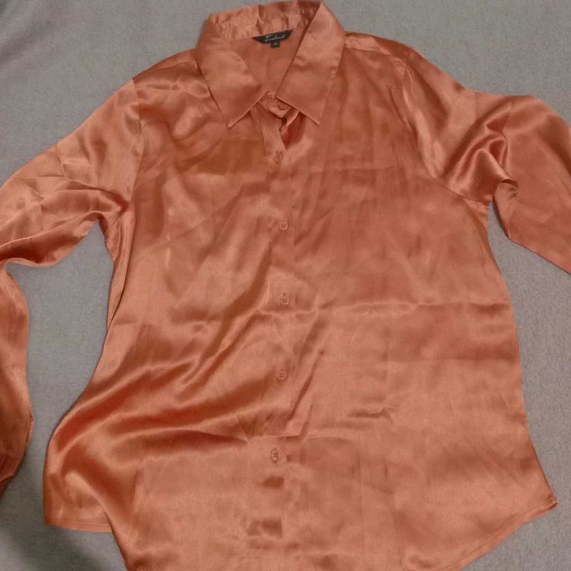 Elegant Peach Satin Shirt