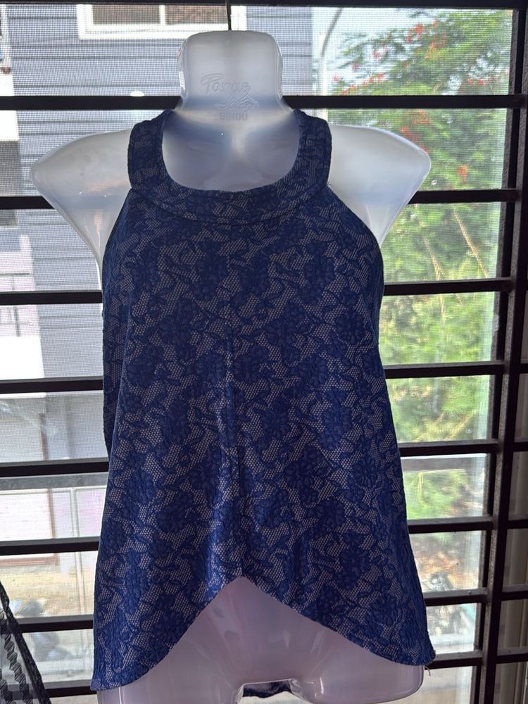 Blue Floral Tank Top