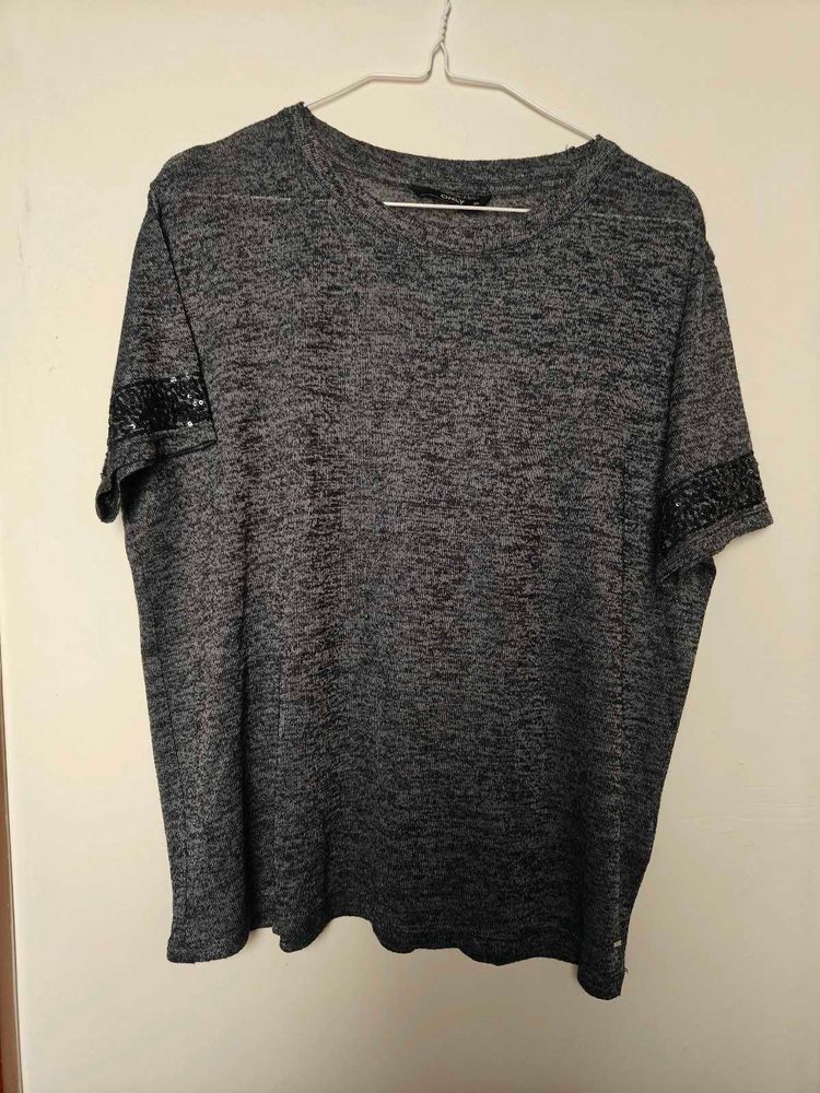 Top With Sequined Sleeves
