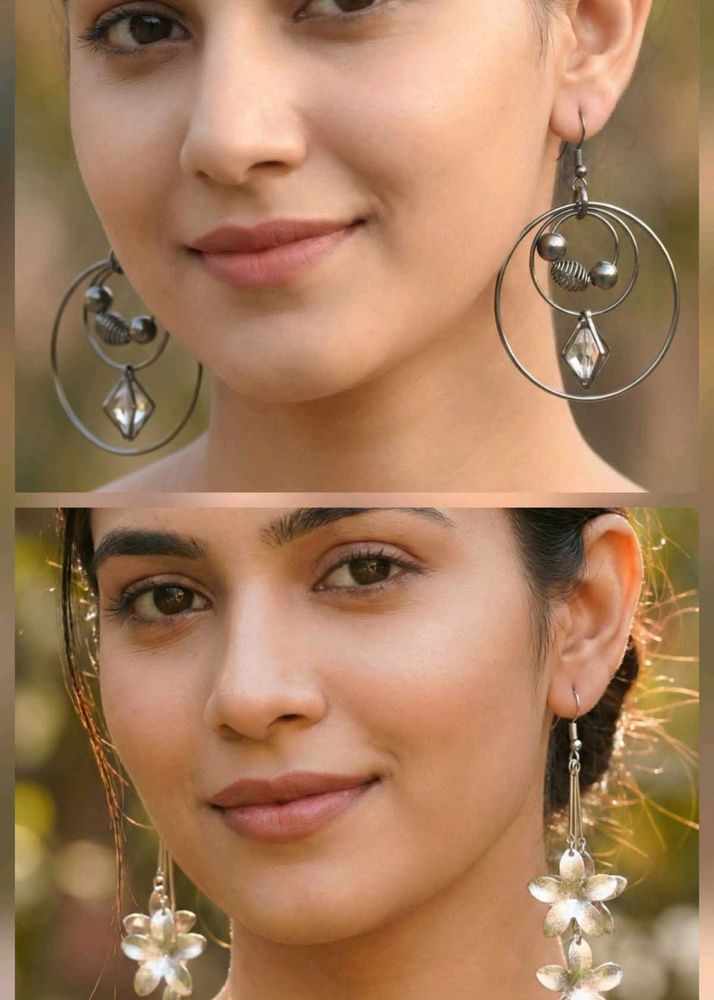 2 Silver Tone Earring