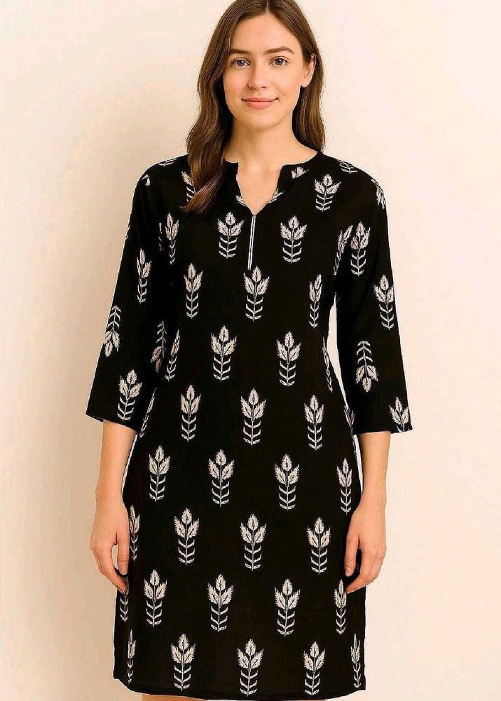 Black Printed Kurti Dress