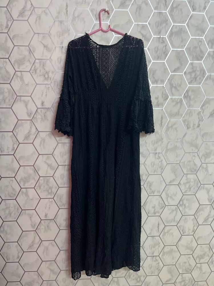 Elegant Black Lace Maxi Dress
