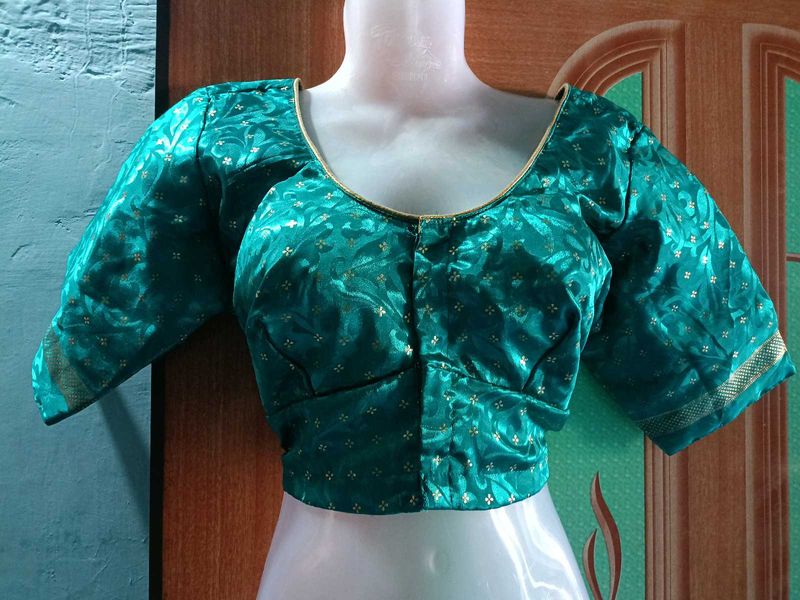 Green Brocade Readymade Blouse