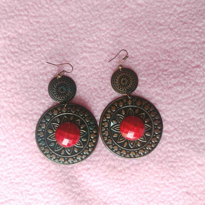 Boho Chic Red Stone Earrings