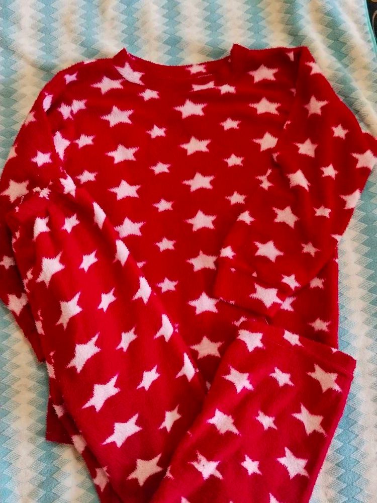 Warm Red Printed Woolen Co-ord Set