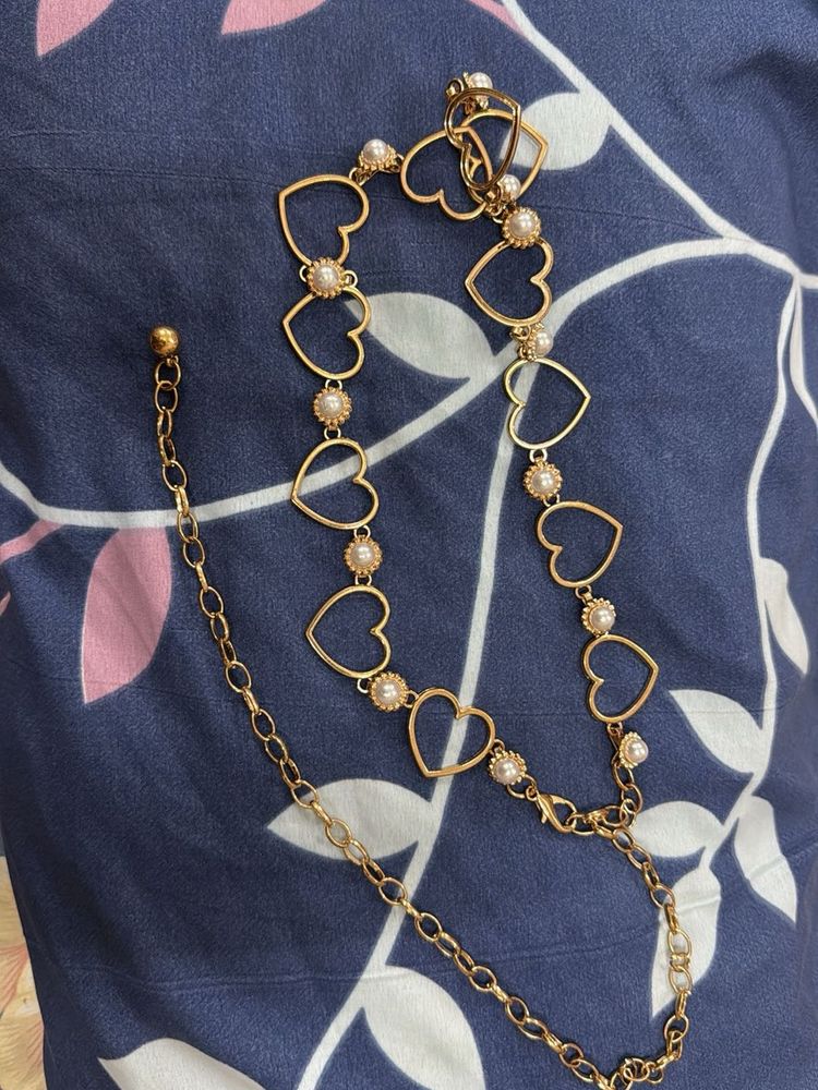 Heart &amp; Pearl waist chain