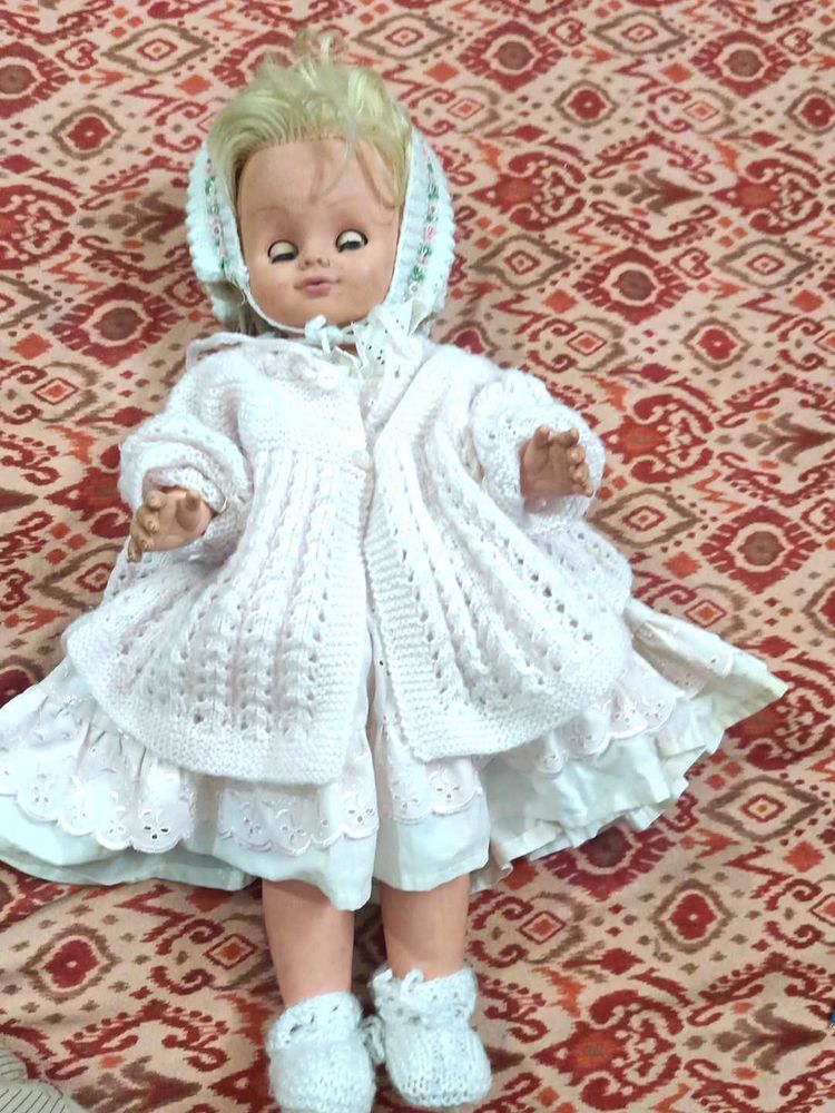 Vintage Doll with Knitted Outfit Japan Made