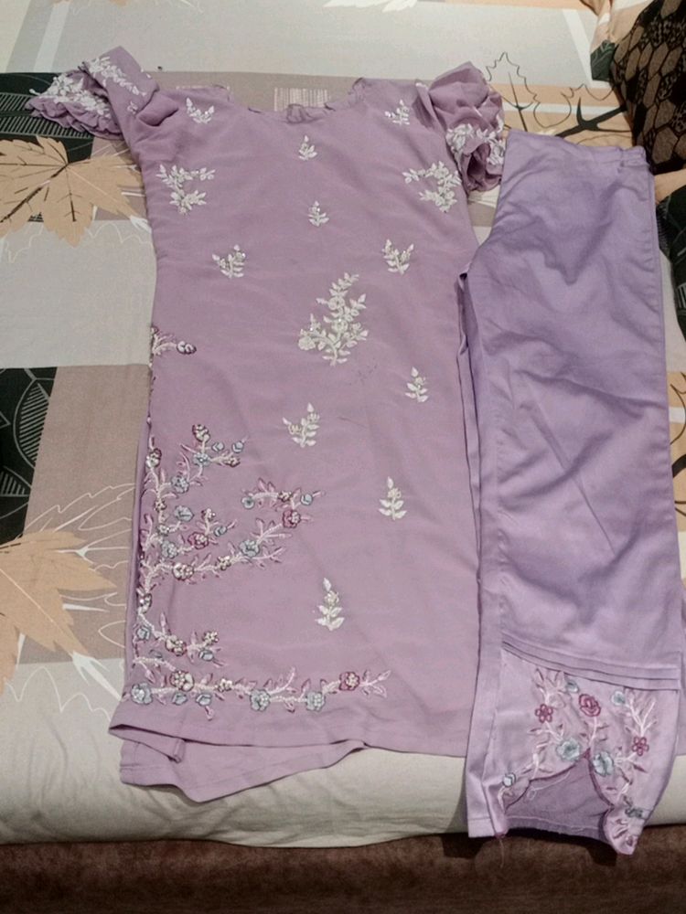 Work Kurti With Pant And Dupatta