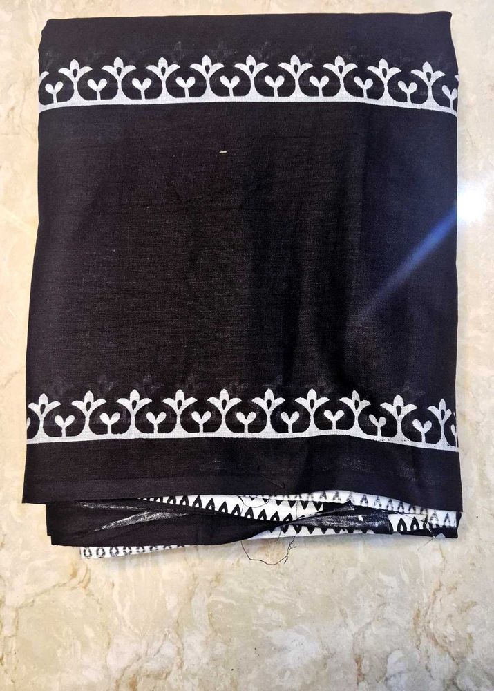 Black Pure Cotton Saree