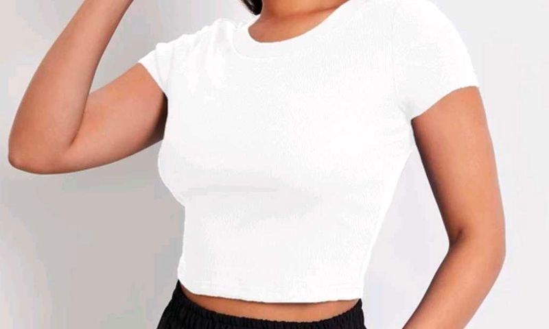 White Cropped Tee