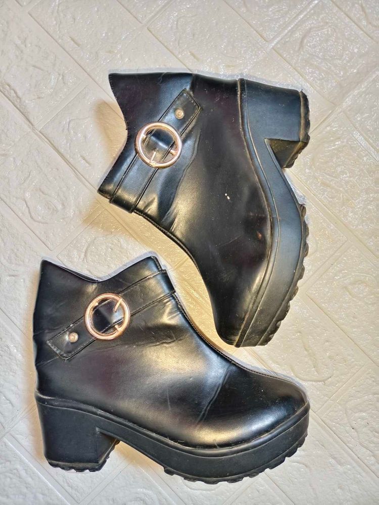 9 inches/UK 5 Black Ankle Boots
