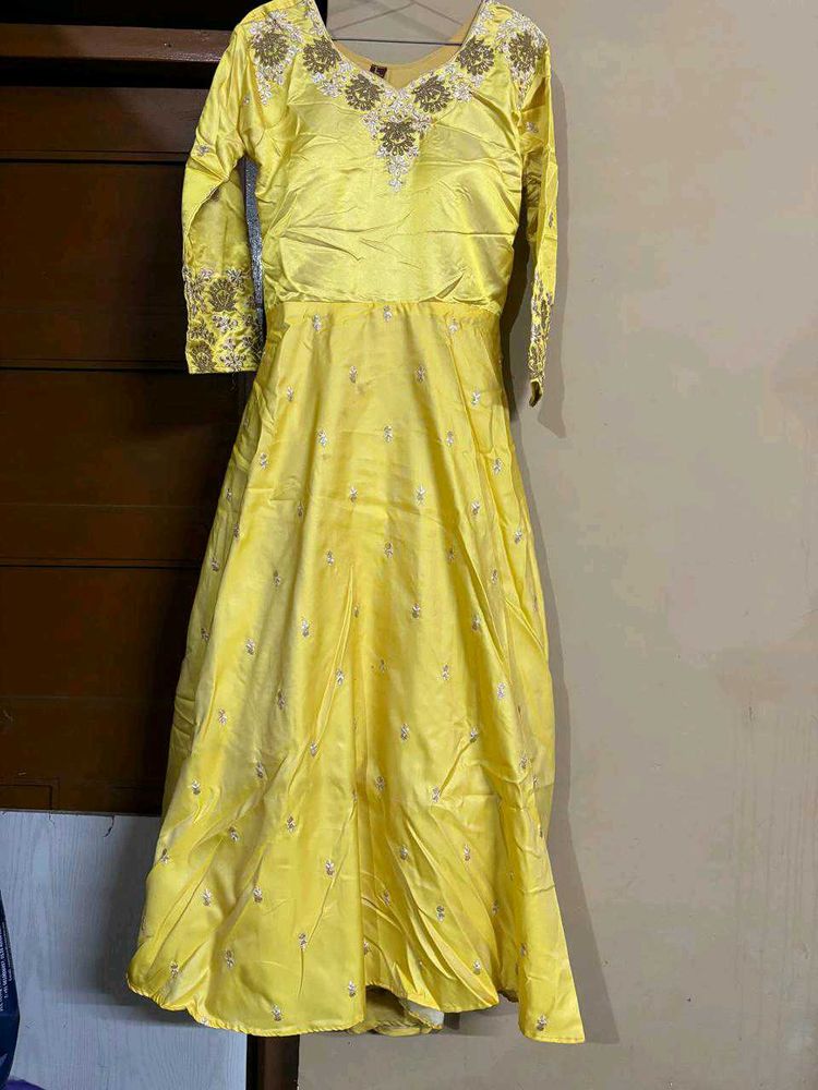 yellow floor length suit on sale