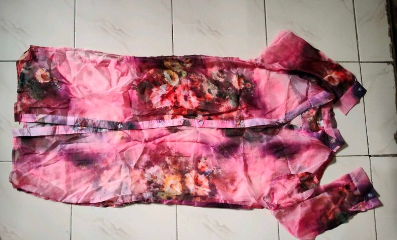 Floral Print Sheer Button-Down