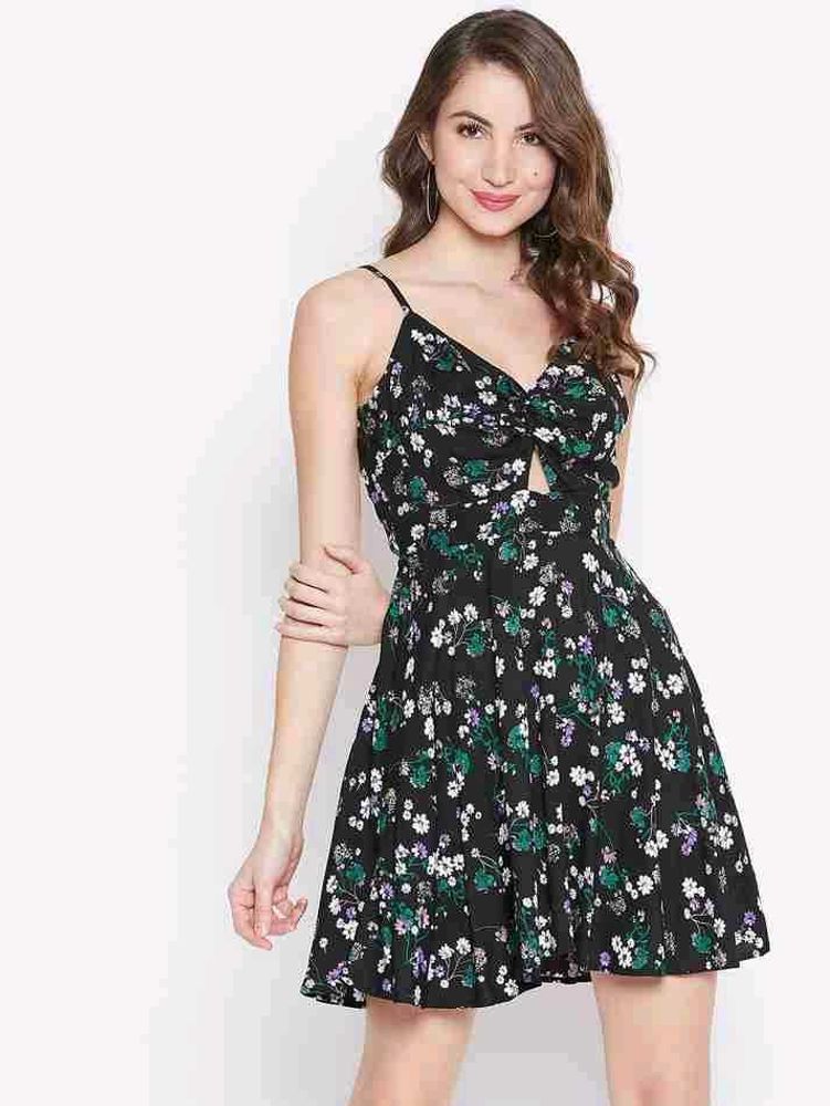 Berrylush Fit &amp; Flare Blackless Mini Dress