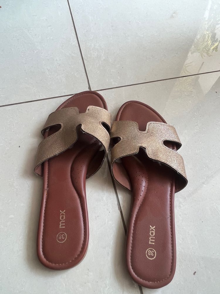 Copper Glittery Shimmer Flats