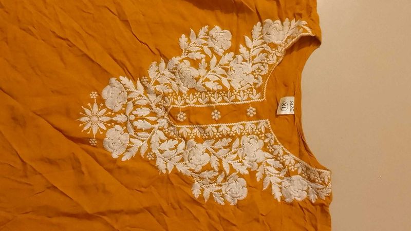 Embroidered Mustard Top