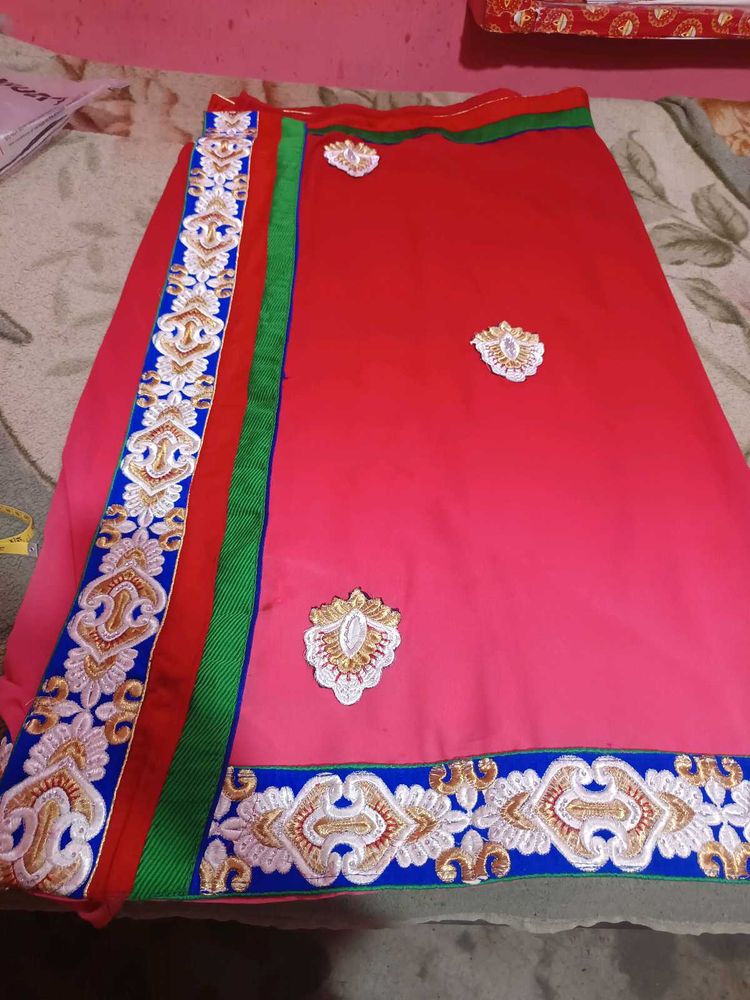 Elegant soft party Red Embroidered Saree blouse