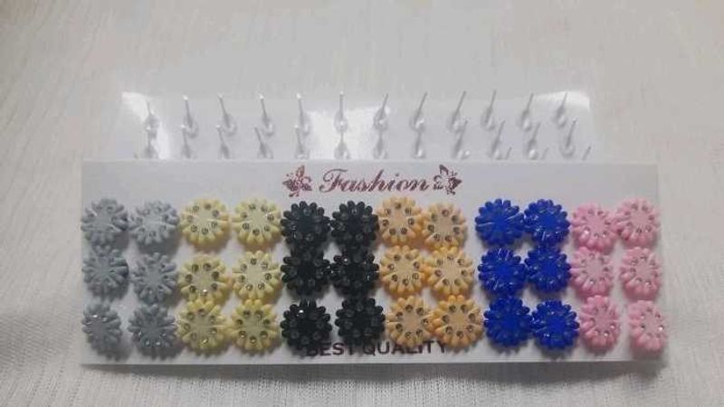 Colorful Flower Stud Earring Set