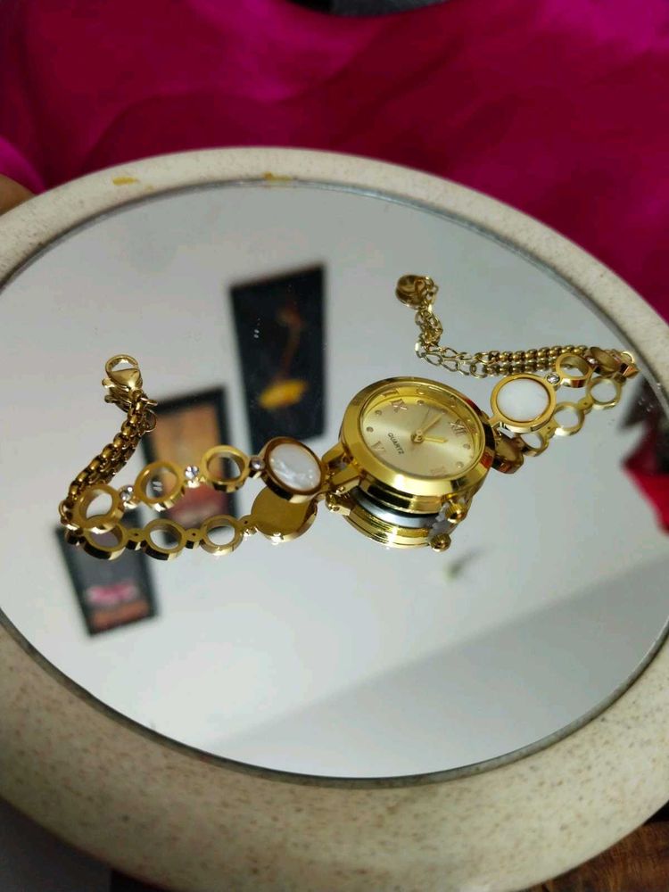 Gold-Tone Quartz Bracelet Watch