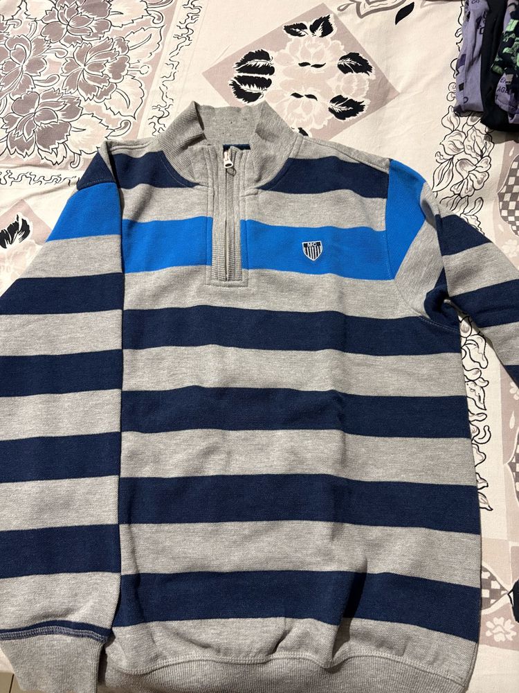 Striped Quarter-Zip Sweat Shirt/pullover For Men