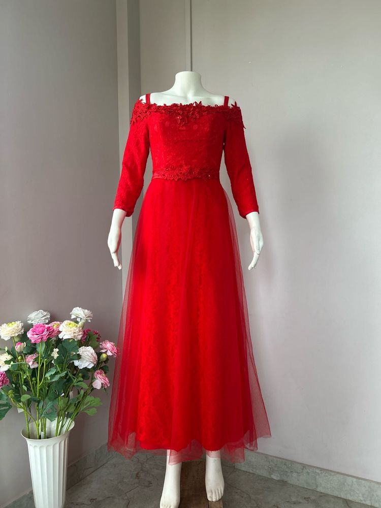 Pretty Red Lace Gown