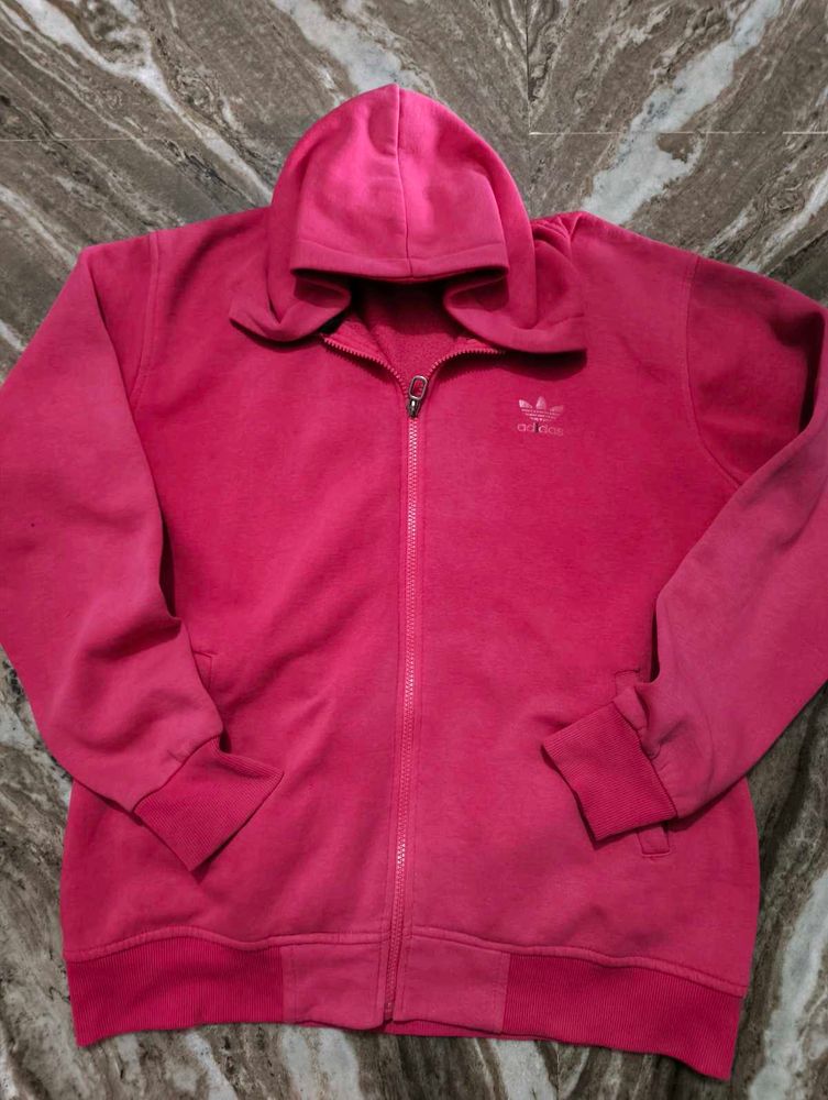 Adidas Pink Zip-Up Hoodie