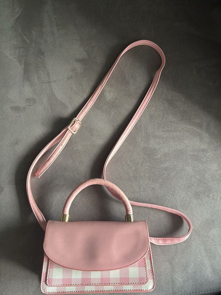 Pink Gingham Mini Top Handle Bag