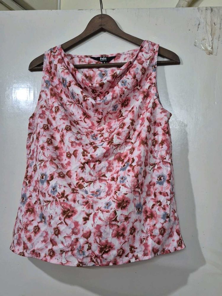 Floral Cowl Neck Top