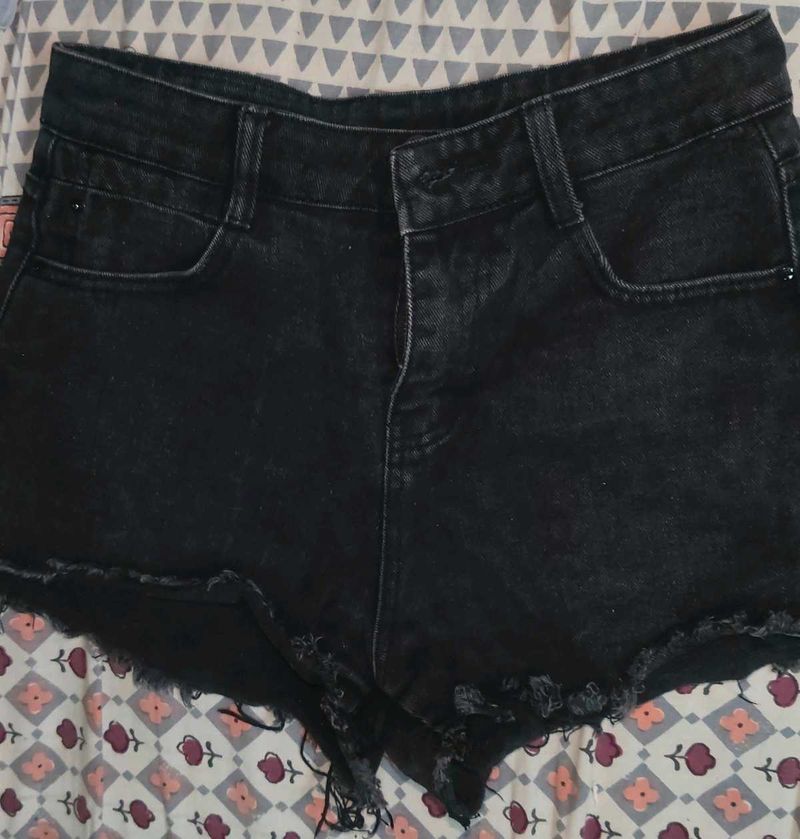 Black Denim Shorts