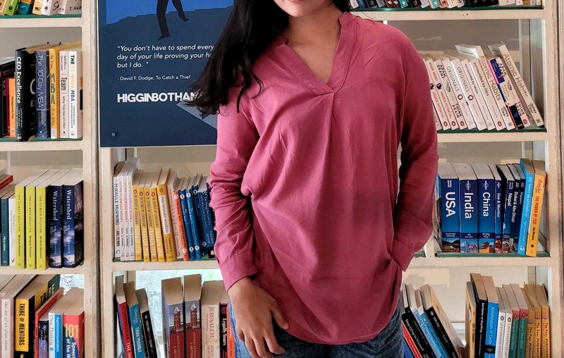 Rosewood V-Neck Long Sleeve Top