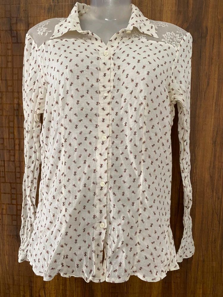 White Printed Cotton Shirt SALE😍SALE