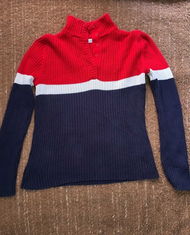 color-block sweater top