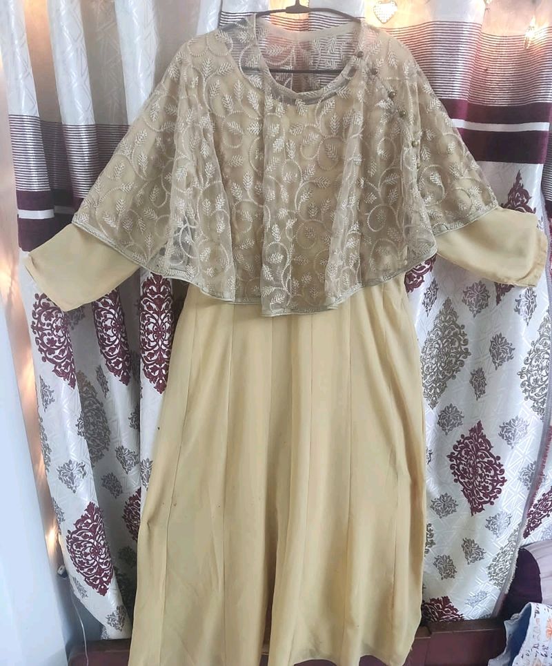 Party Wear Gown With A Shrug ( L Size)