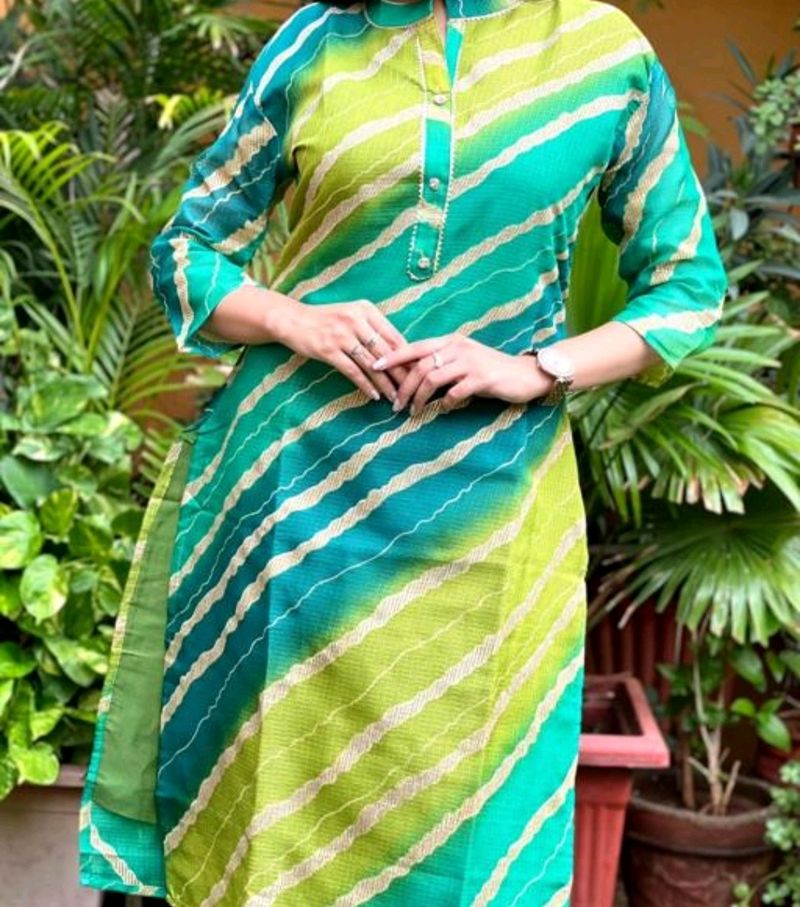 Green &amp; Blue Striped Kurti