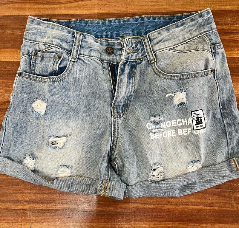 Distressed Denim Shorts