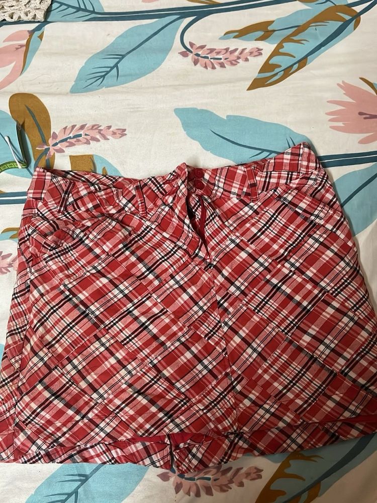 Red Plaid Mini Skirt