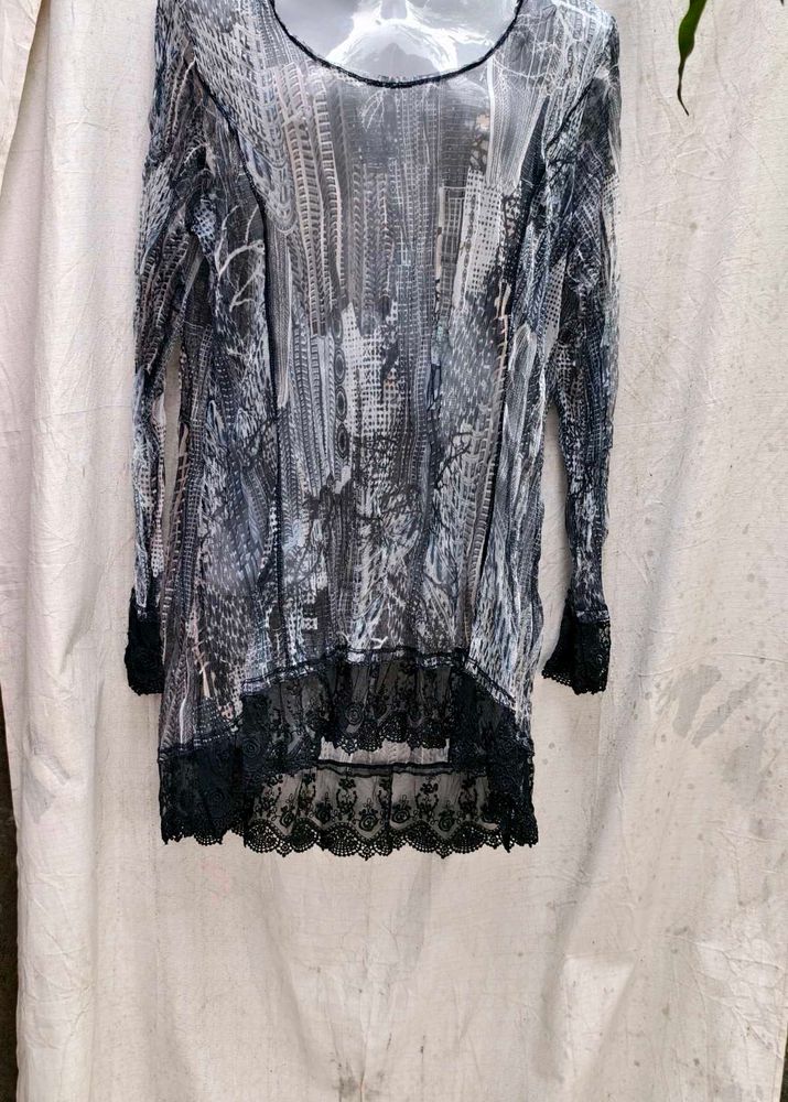 9177. Long Sleeve Sheer Top