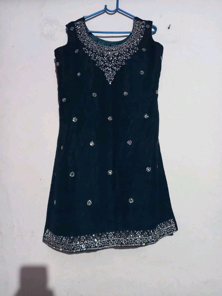 Designer Heavy Stone Work Kurta Pent With Shrug