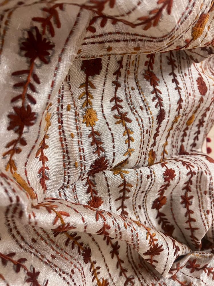 Phulkari hand Embroidered Heavy Silk  Dupatta