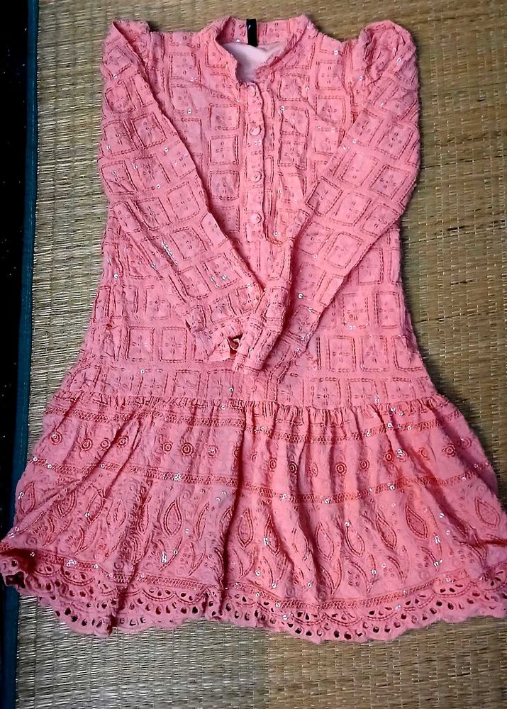 Pink Embroidered Dress