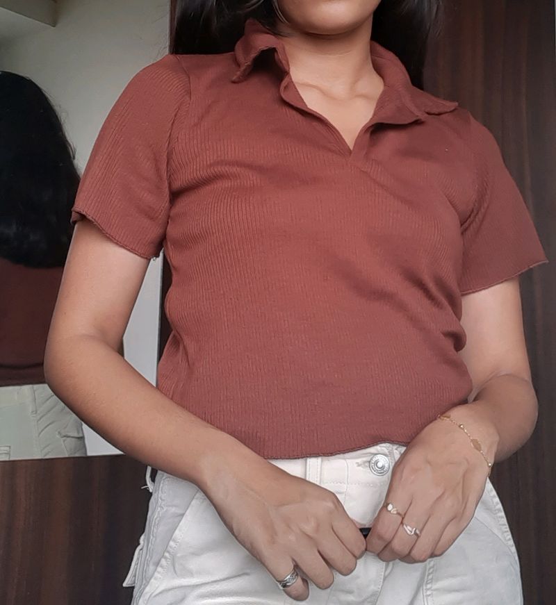 Brown Crop Shirt