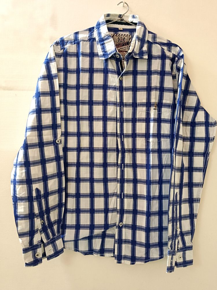 Blue Check Shirt Mufti Brand
