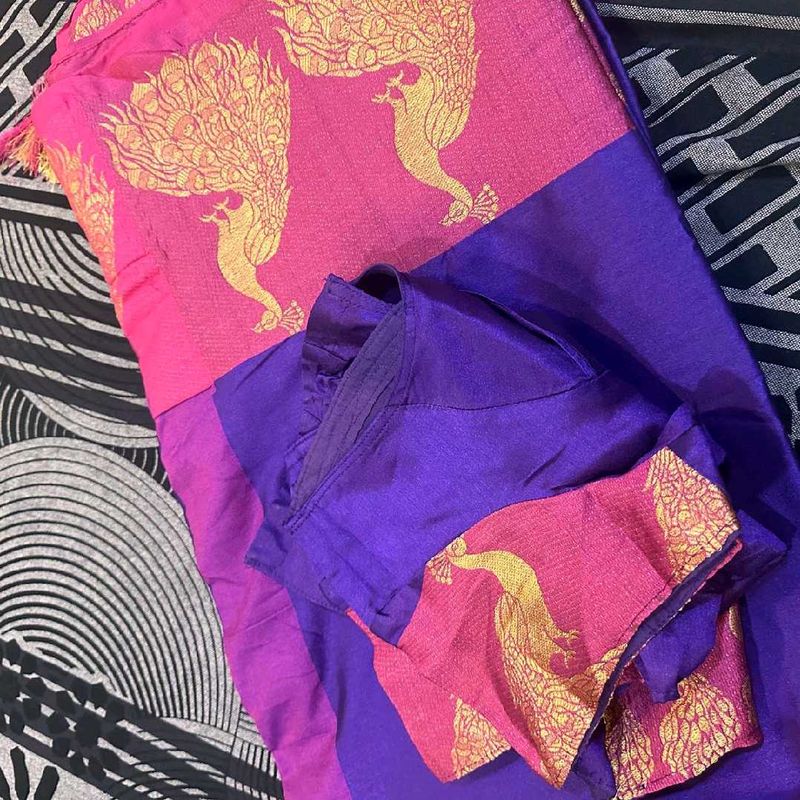 Beautiful Purple Megenta Silk Saree
