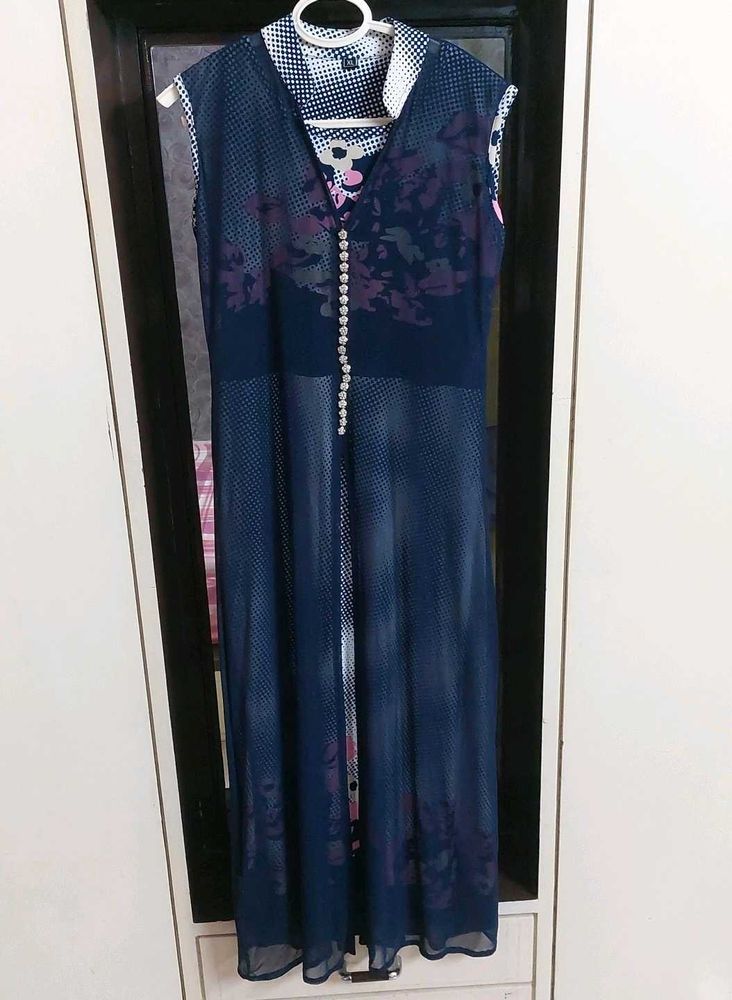 Elegant Blue Floral Dress