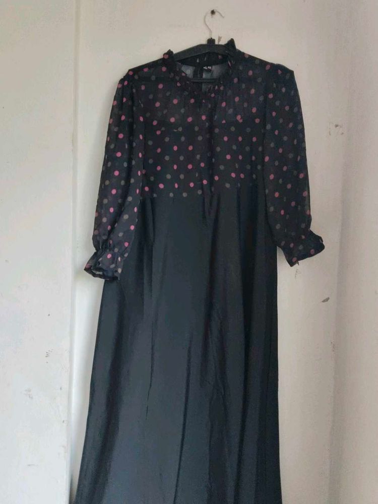 Polka Dot Sheer Sleeve Dress