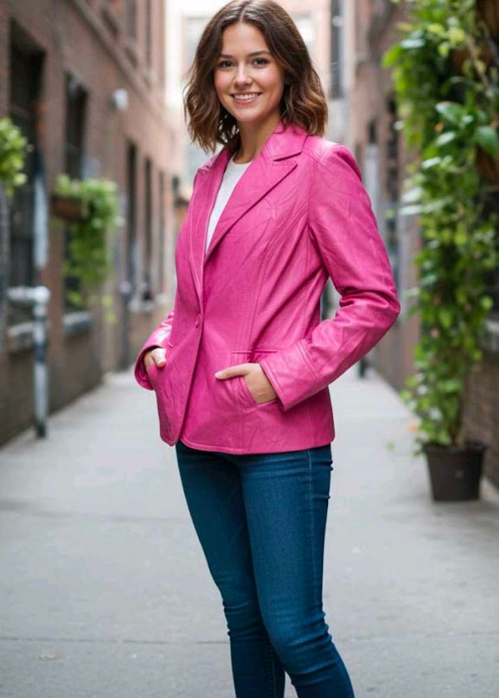 Hot Barbie Pink Leather Blazer