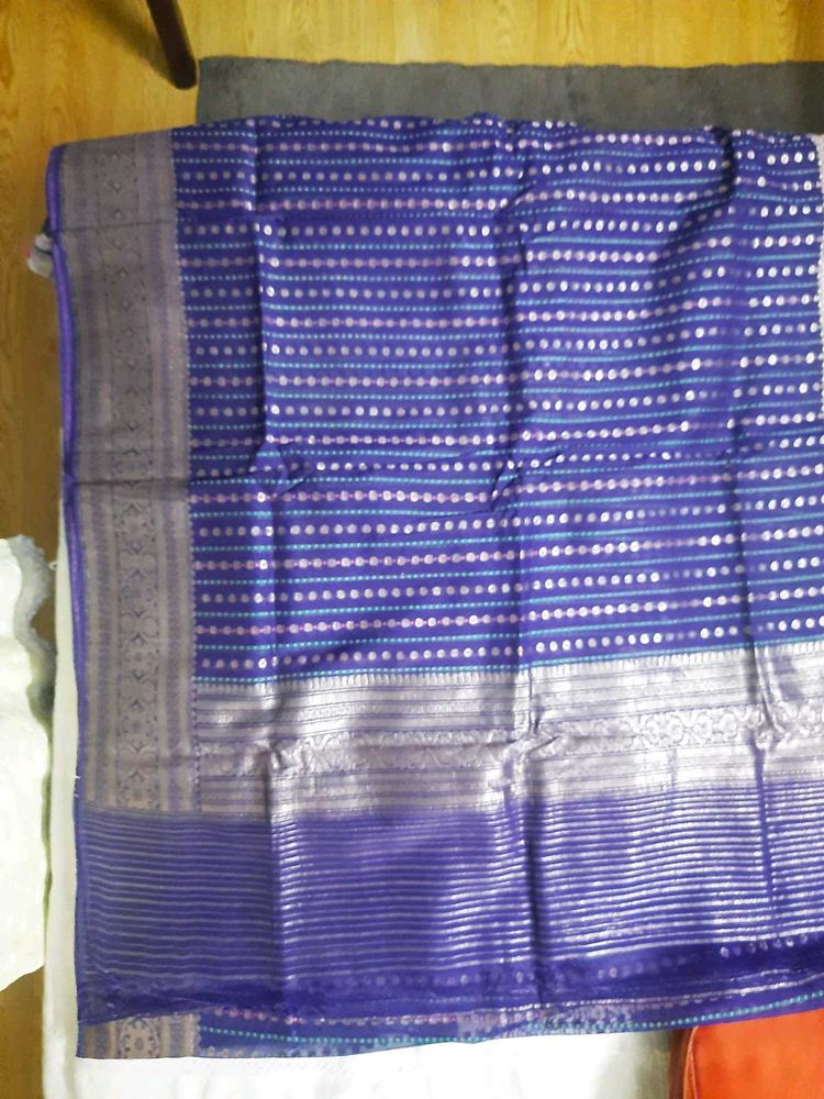 Elegant Purple &amp; Silver Saree