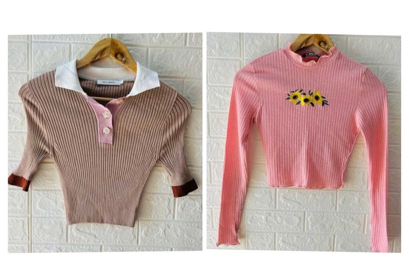 Two Cute Aesthetic Ribbed Top (COMBO)
